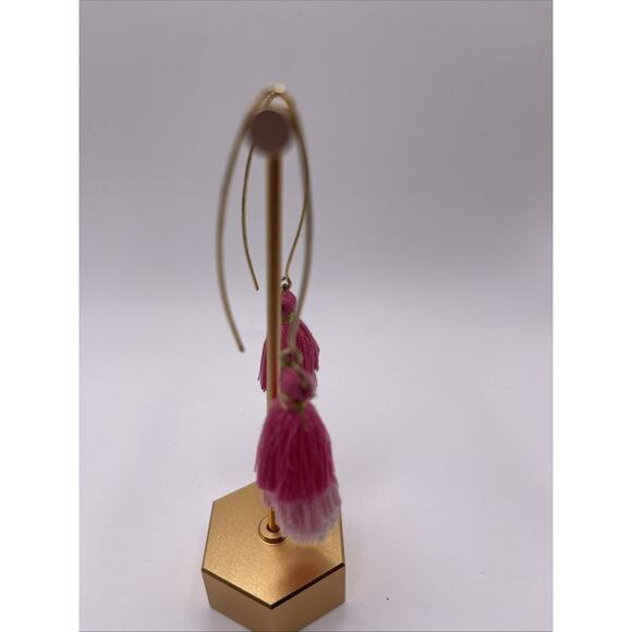 Ethnic Boho Bead Fabric Statement Necklace Fringe Tassel Earrings Gold Tone - Picture 9 of 10